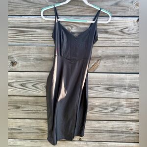ELH Studio Black Satin Slip Dress Strappy Back Bodycon Small